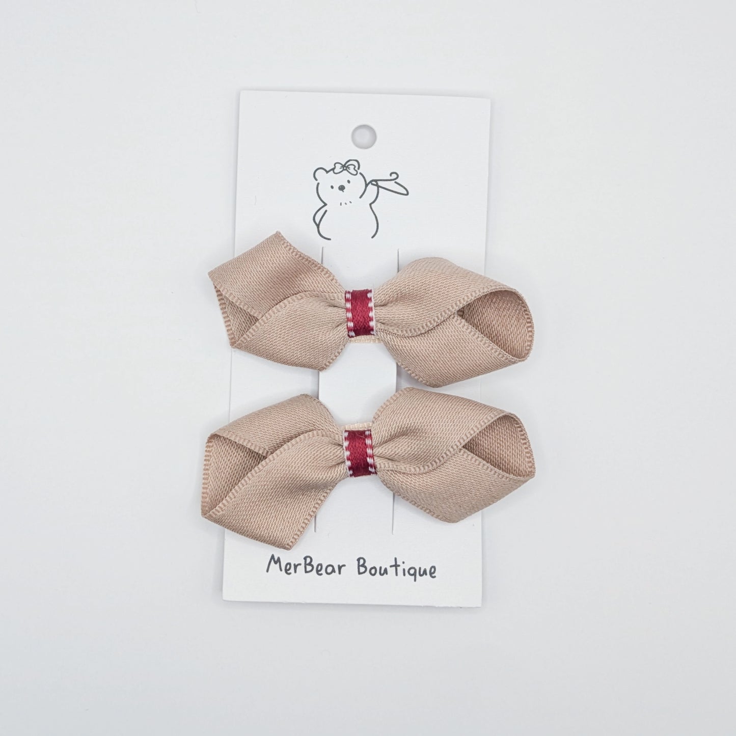 Cream Bow Clips