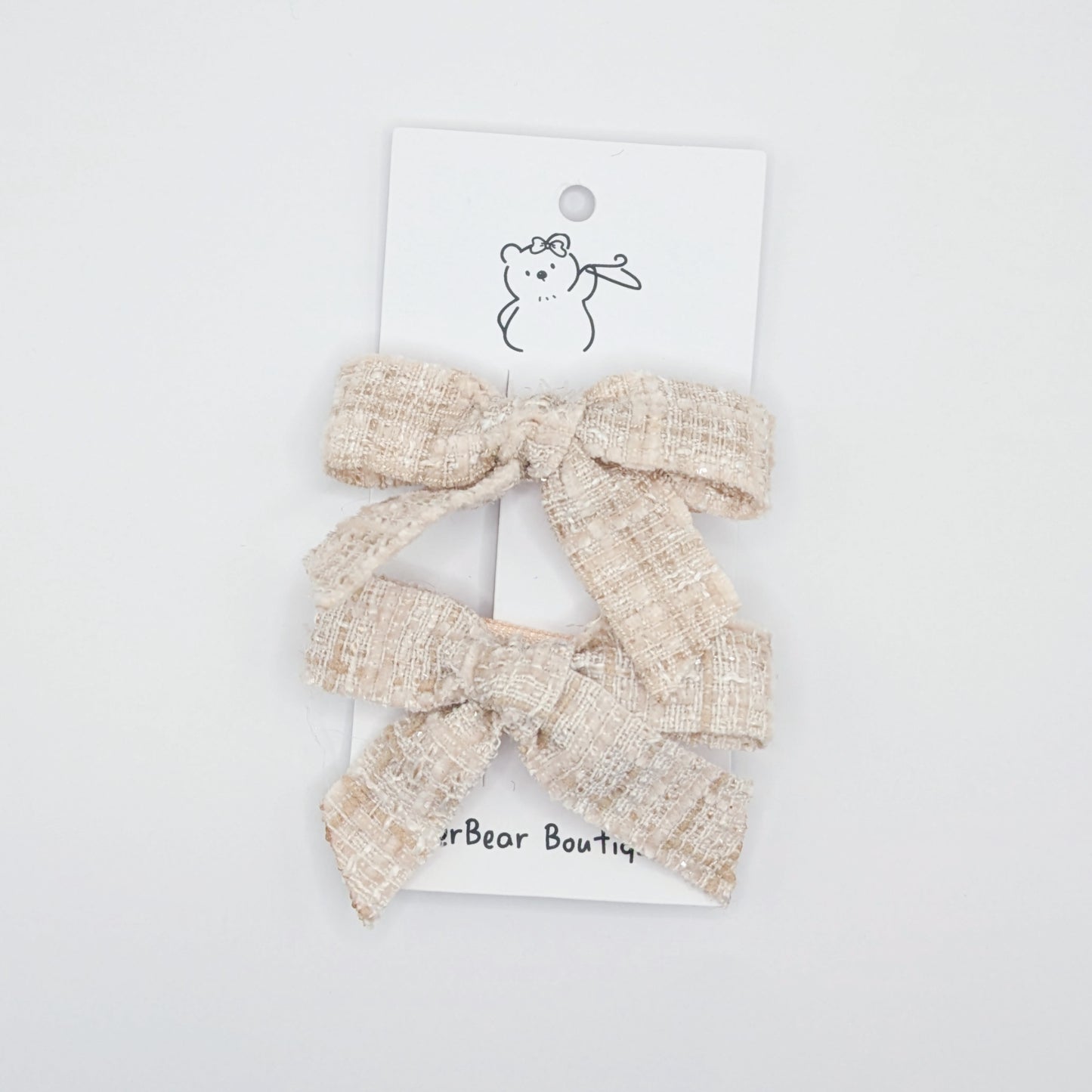 Cream Bow Clips