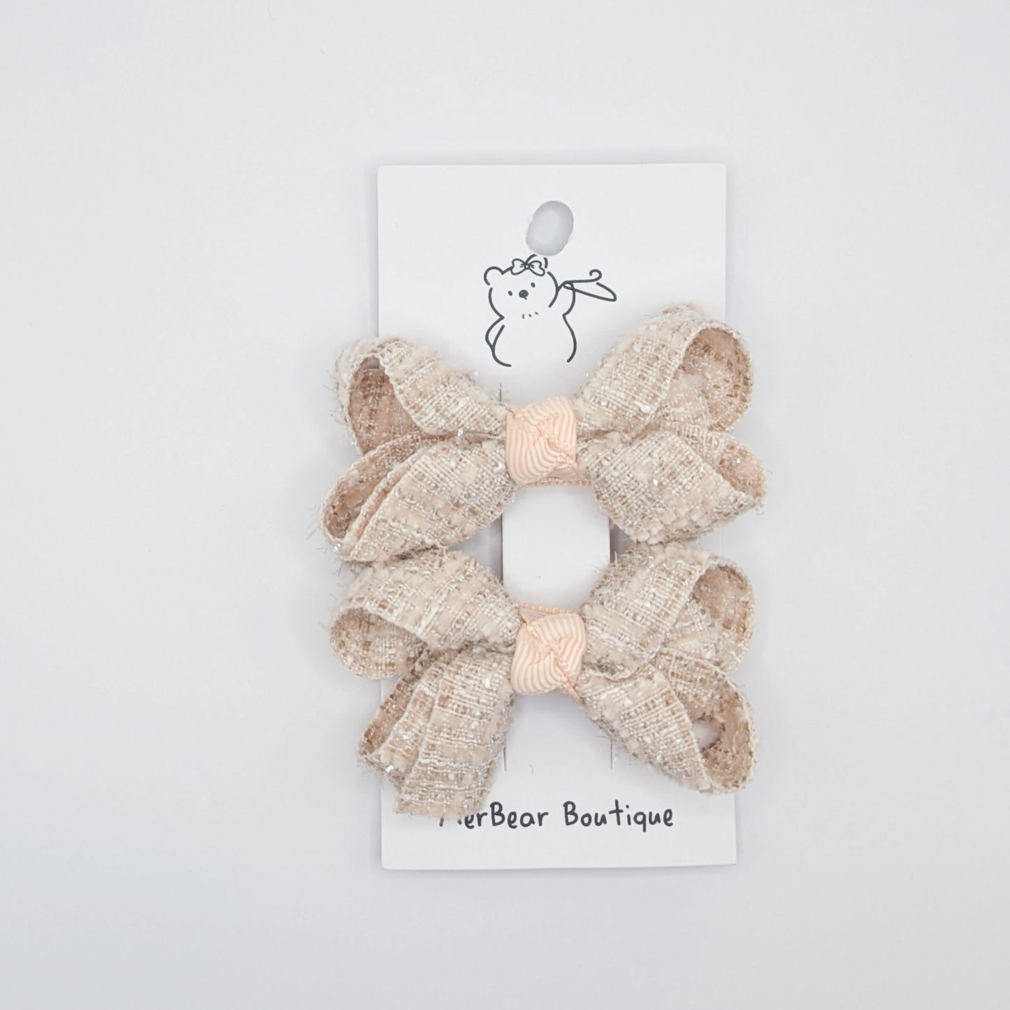 Cream Bow Clips