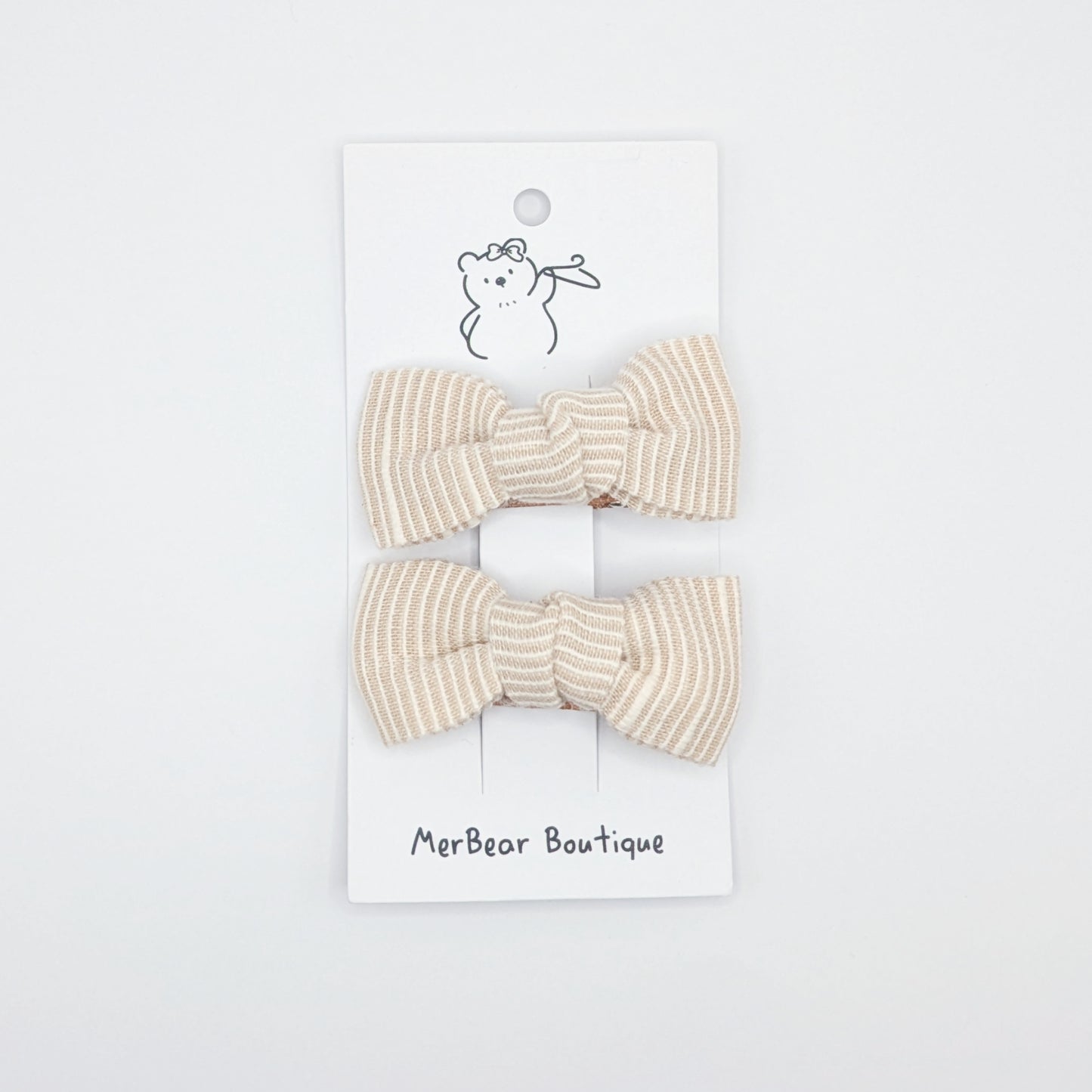 Cream Bow Clips