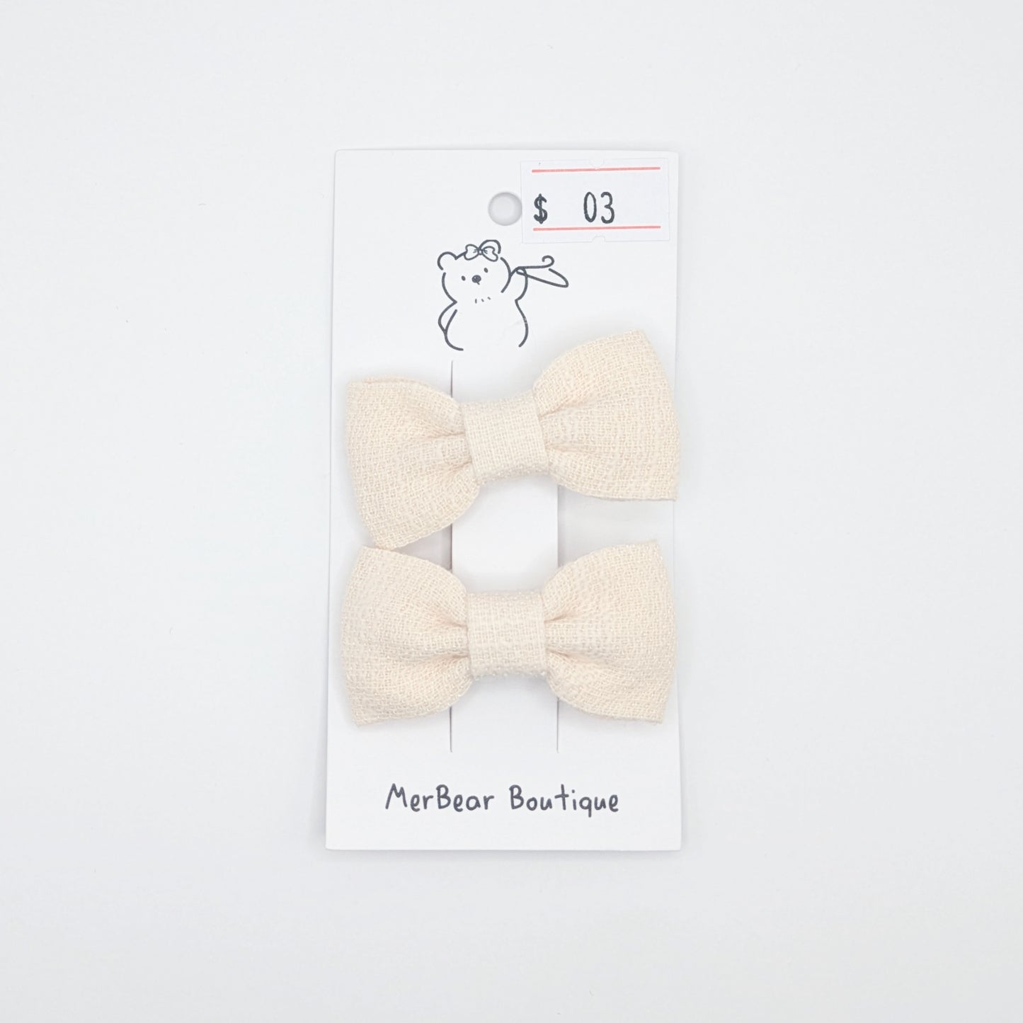 White and Off-White Bow Clips