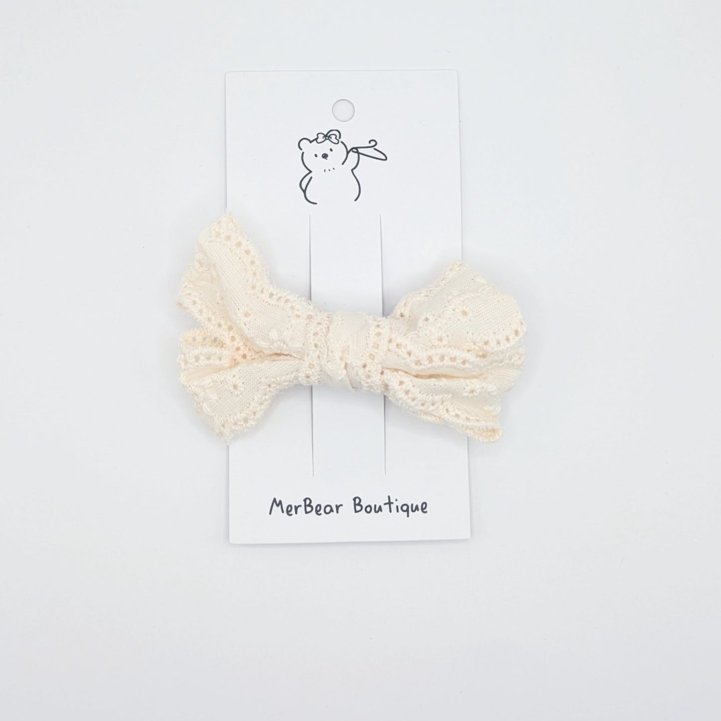 White and Off-White Bow Clips