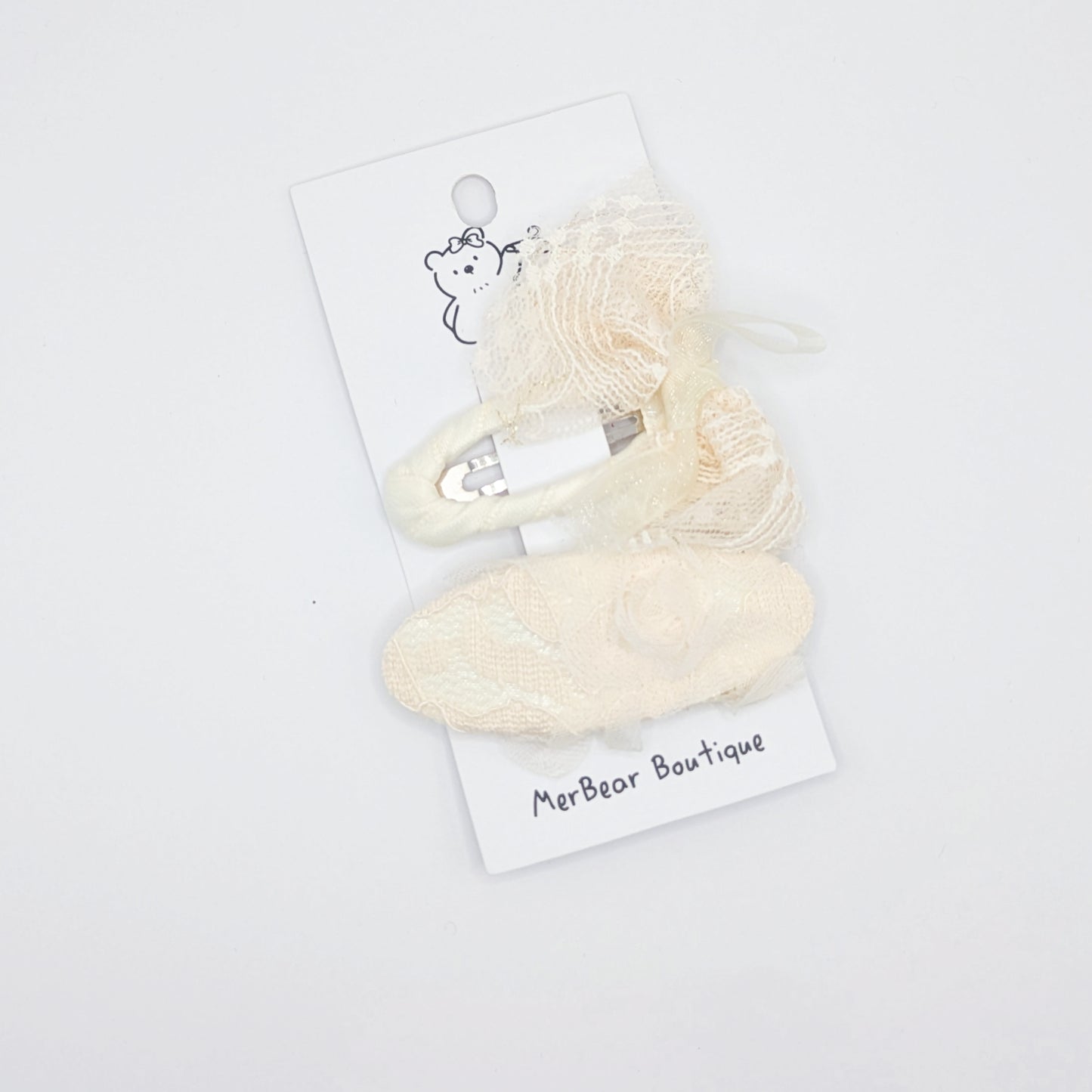 White and Off-White Bow Clips