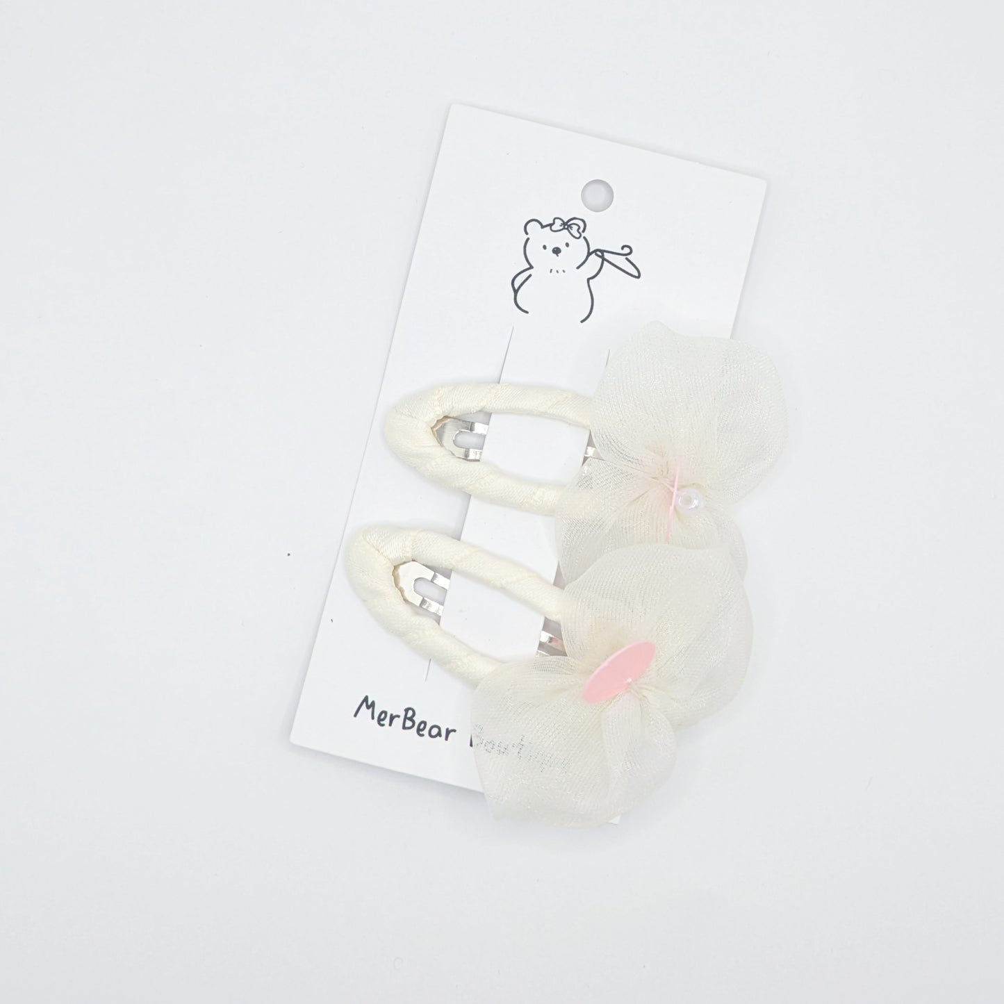 White and Off-White Bow Clips