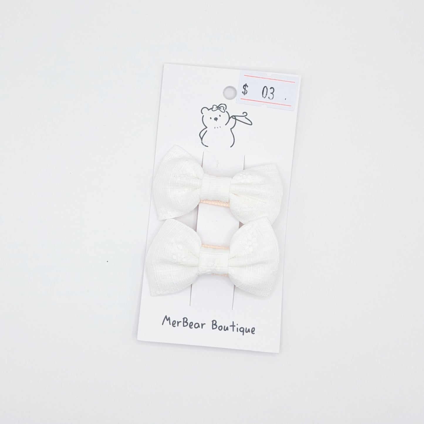 White and Off-White Bow Clips