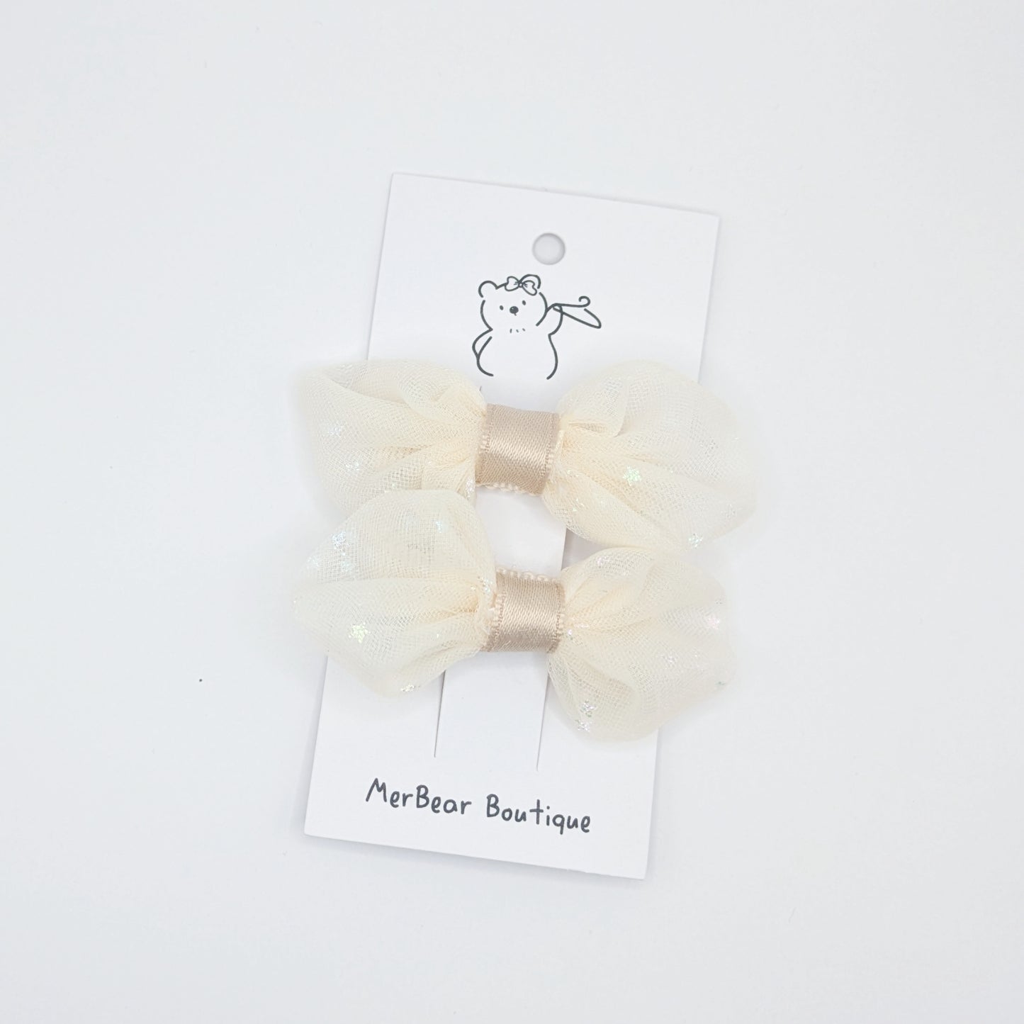 White and Off-White Bow Clips