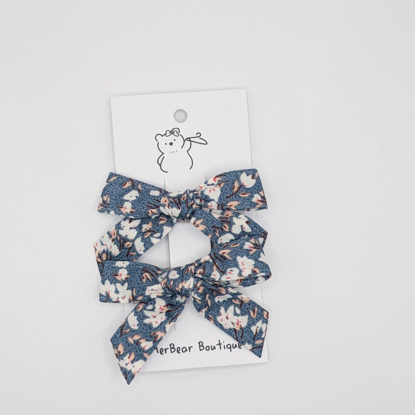 Blue and Green Bow Clips