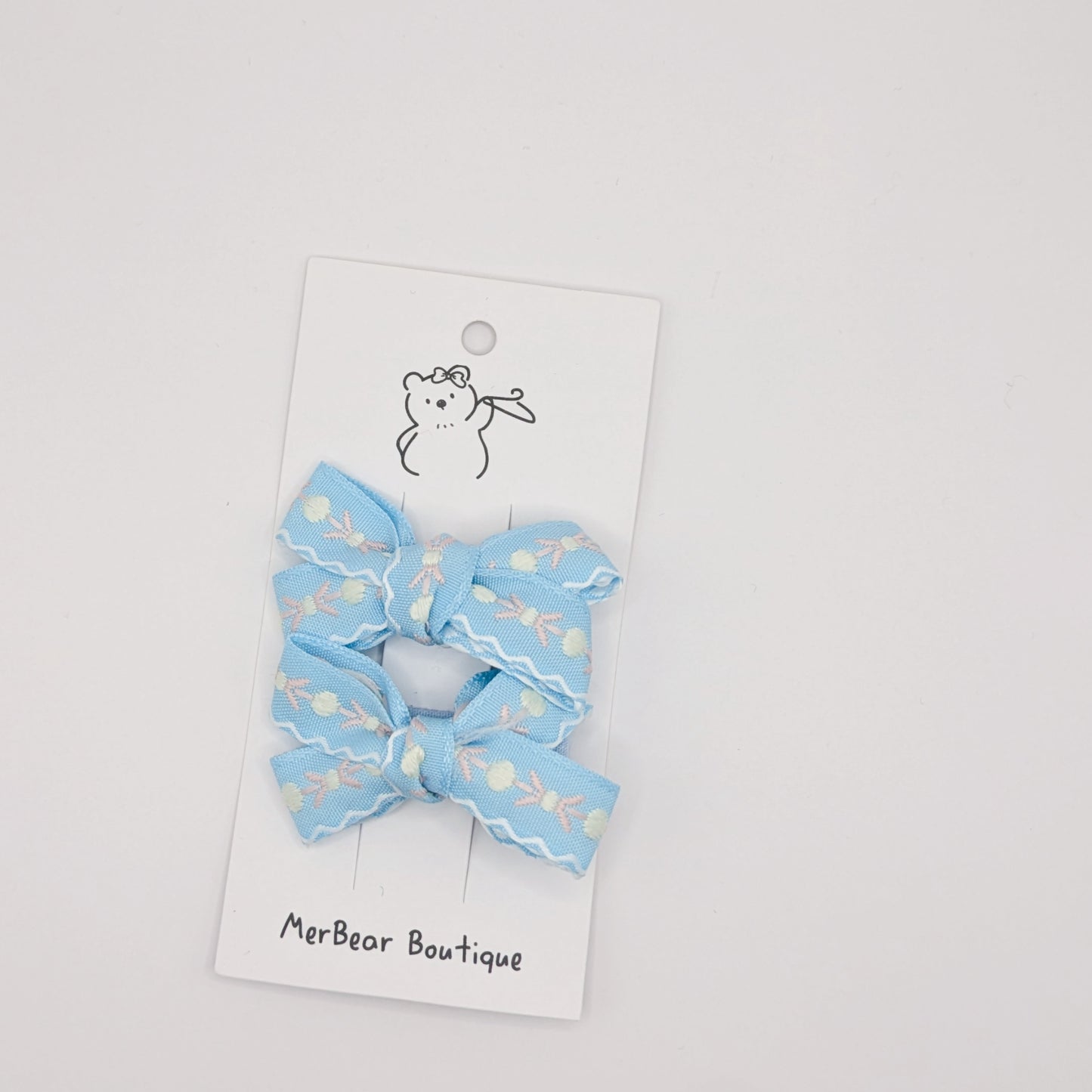 Blue and Green Bow Clips