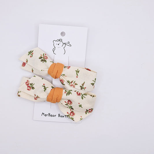 Orange & Yellow Bow Clips