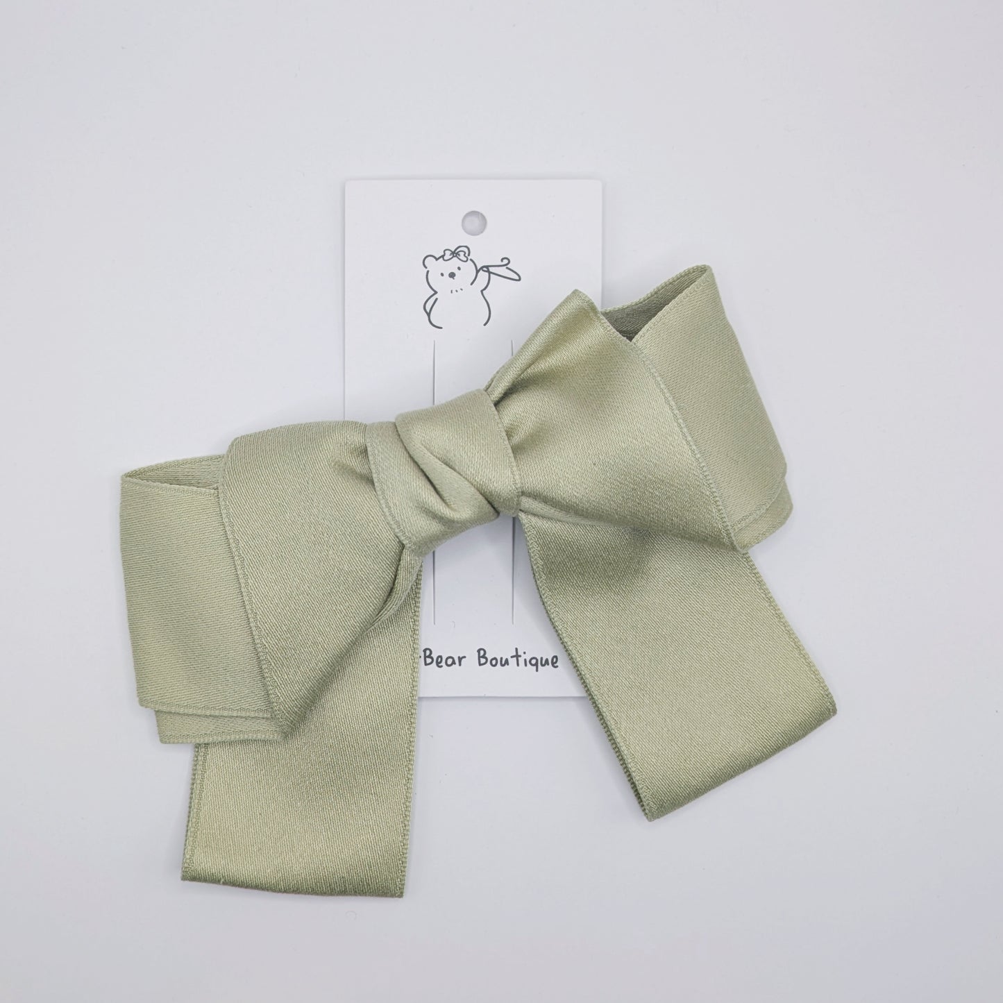 Classic Satin Statement Bows – Sage & Buttercream