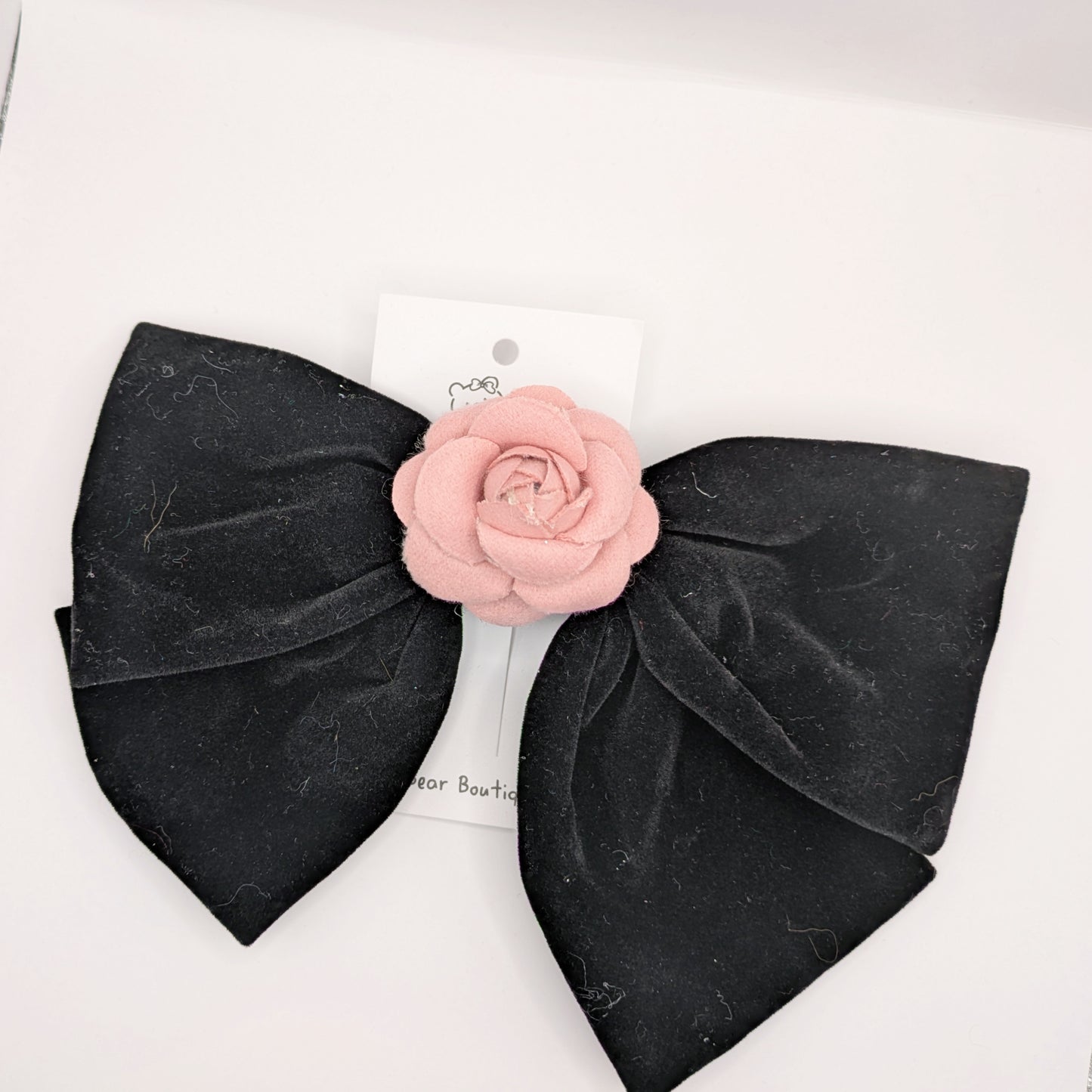 Rosette Center Bows ā Classic Black with Blush or Cream