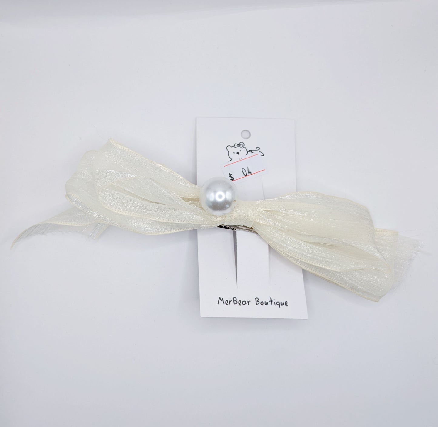 Vintage Ribbon & Pearl Bow Clips ā Elegant Trio