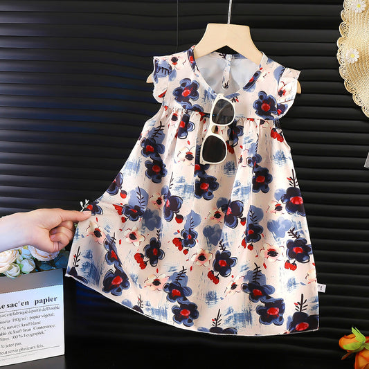 Berry Bloom Summer Dress – Navy & Cherry Red