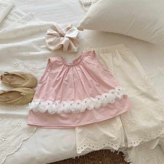 Pink Petal Trim Blouse