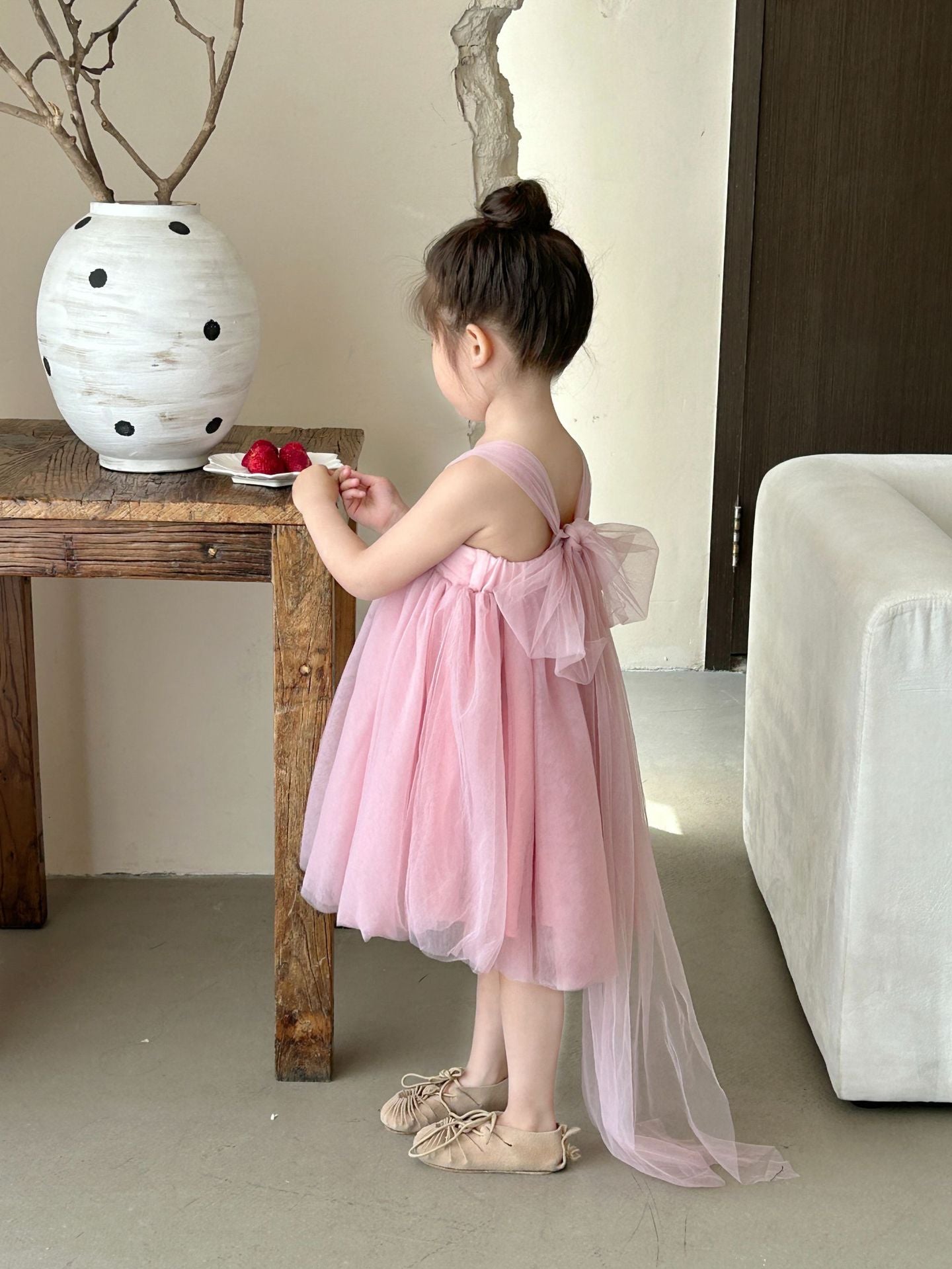 Tie Back Pink Tutu Dress