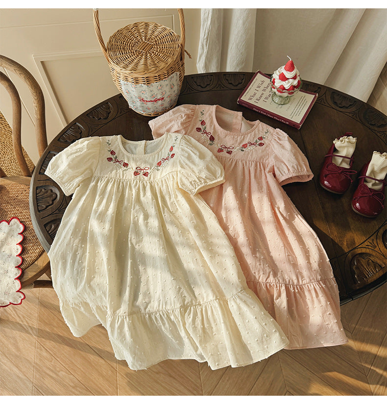 Strawberry Blossom Embroidered Dress