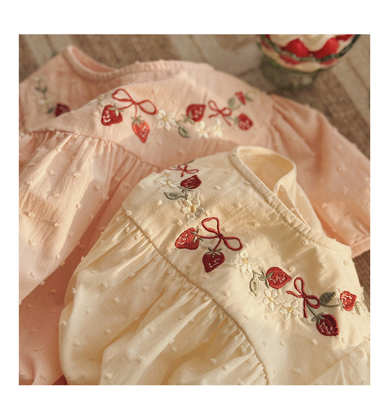 Strawberry Blossom Embroidered Dress