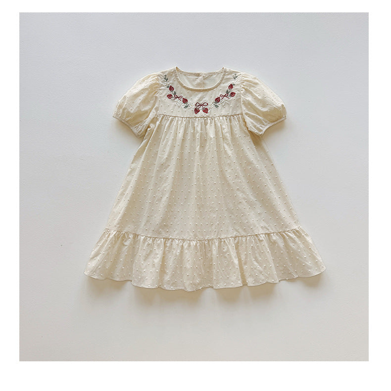 Strawberry Blossom Embroidered Dress