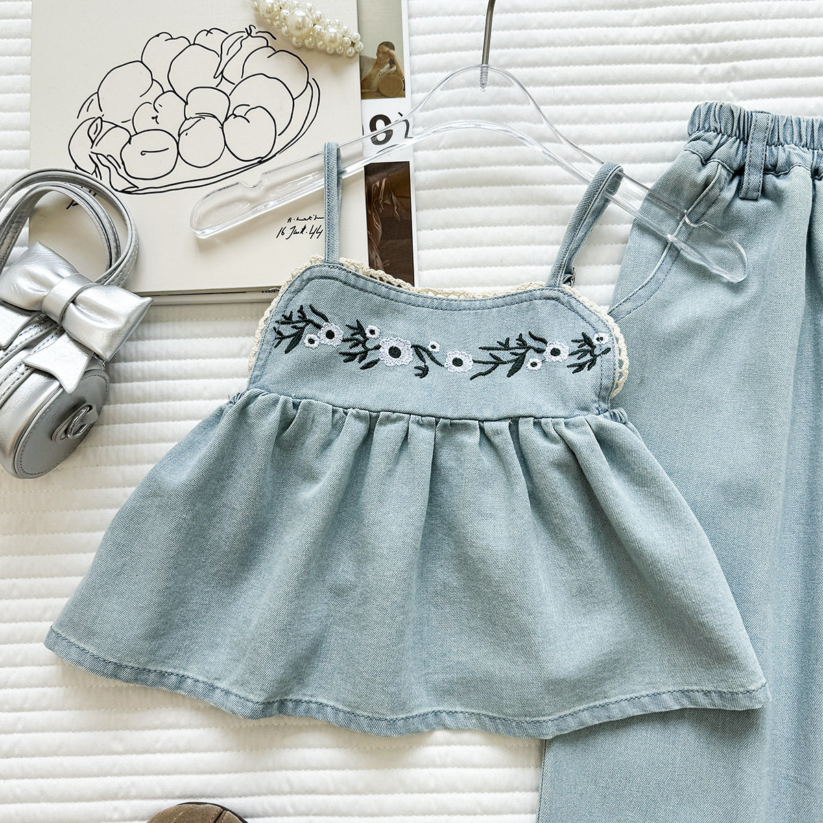 Embroidered Wildflower Denim Set