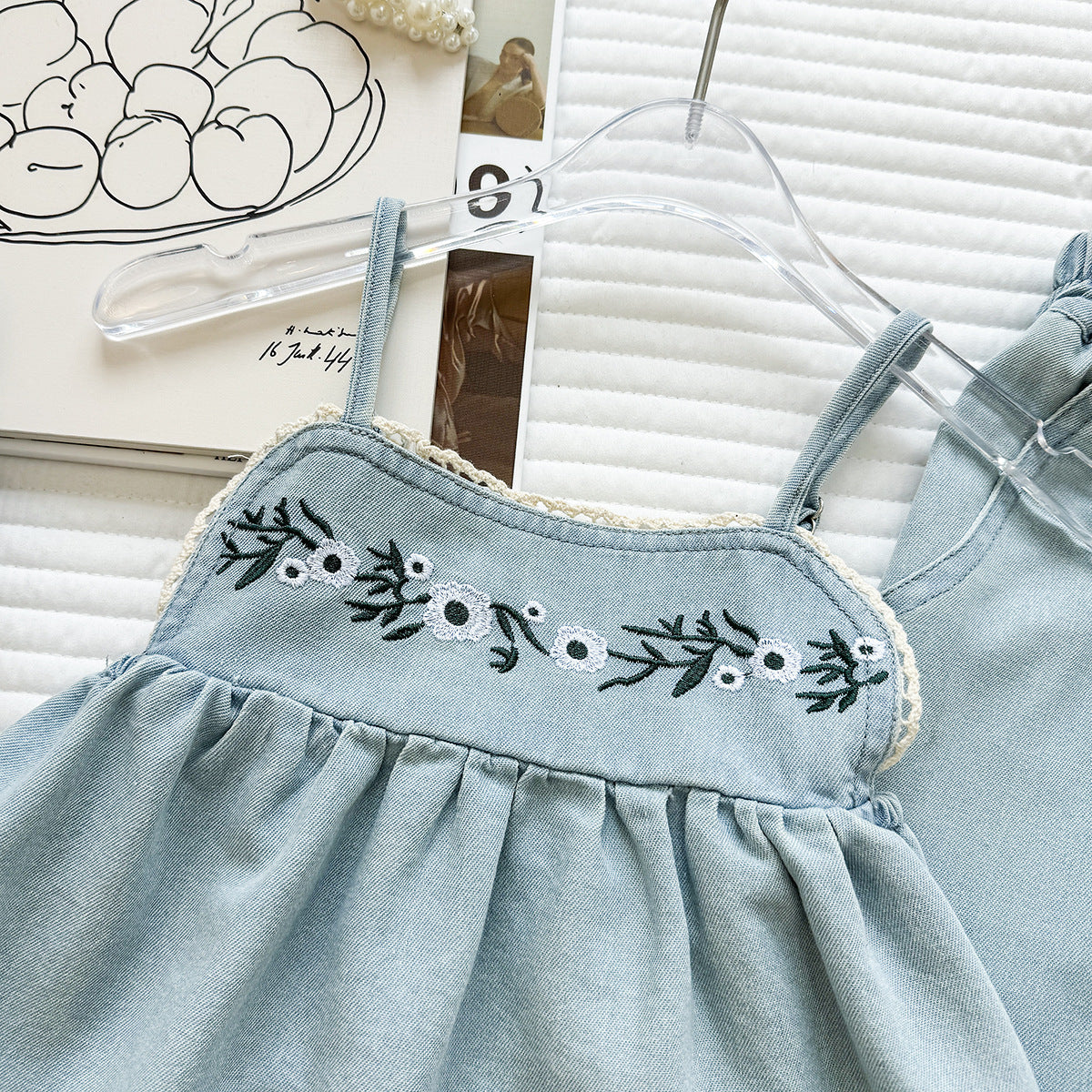 Embroidered Wildflower Denim Set