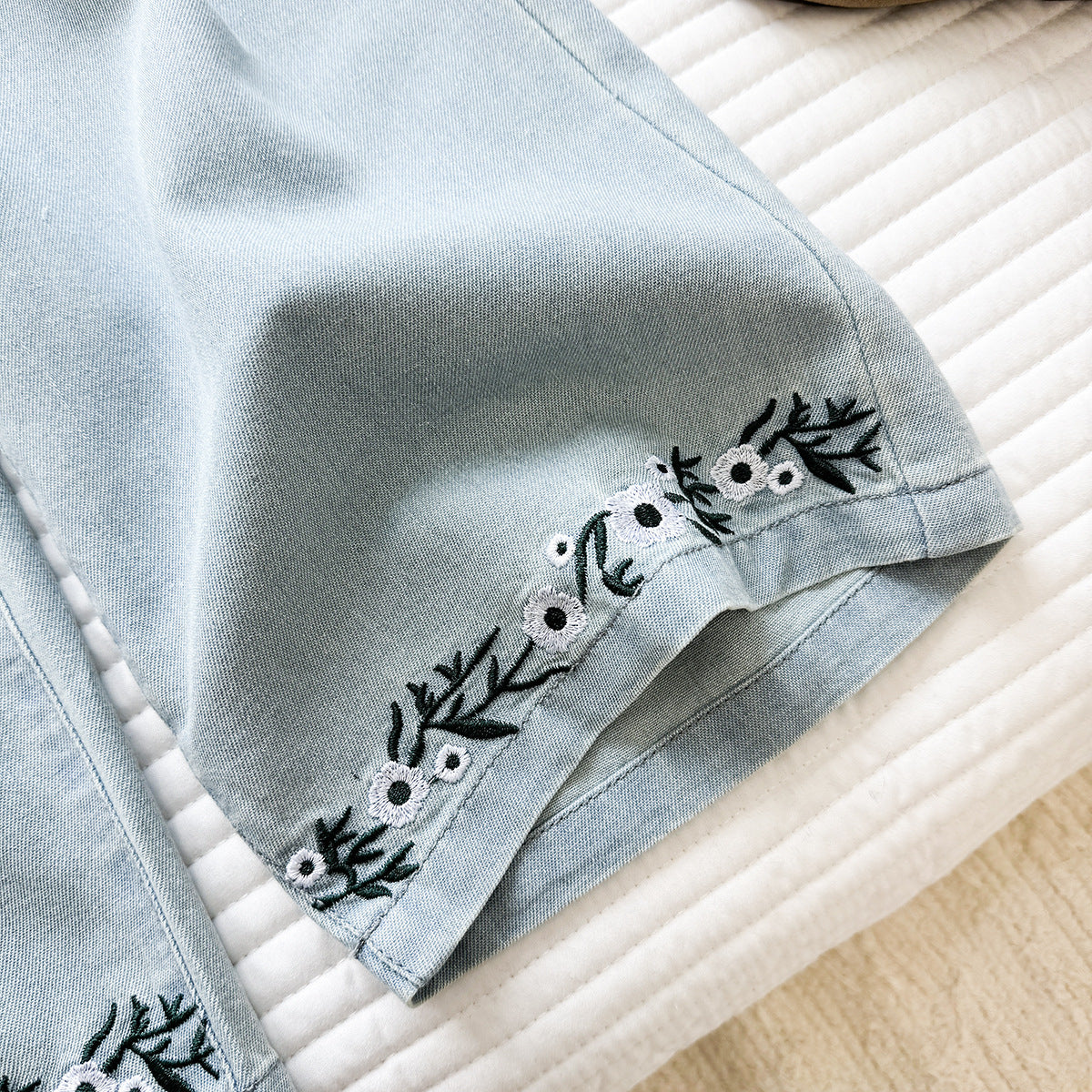 Embroidered Wildflower Denim Set