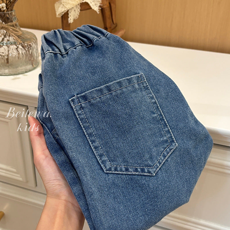 Whimsical Denim Culottes – Toddler Girls’ Wide-Leg Jeans with Embroidered Hem