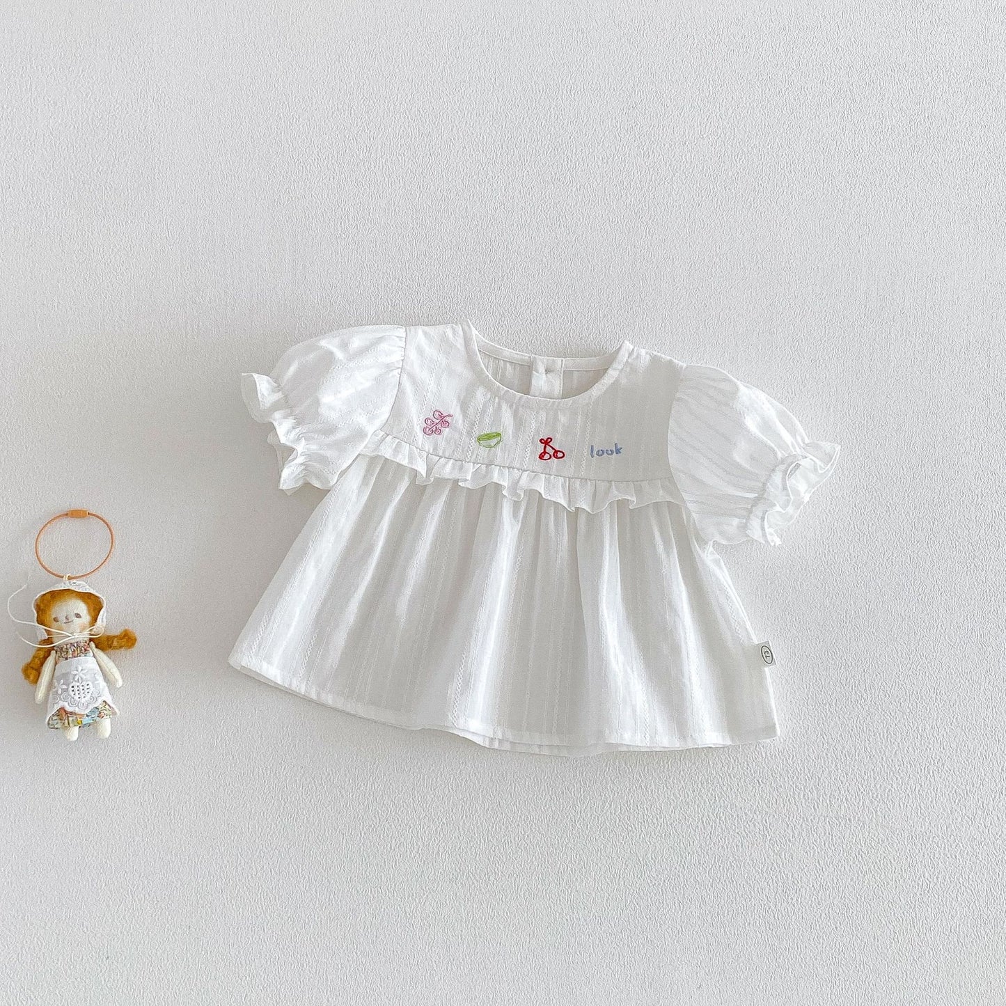 Sweet Cherry Puff Sleeve Babydoll Top