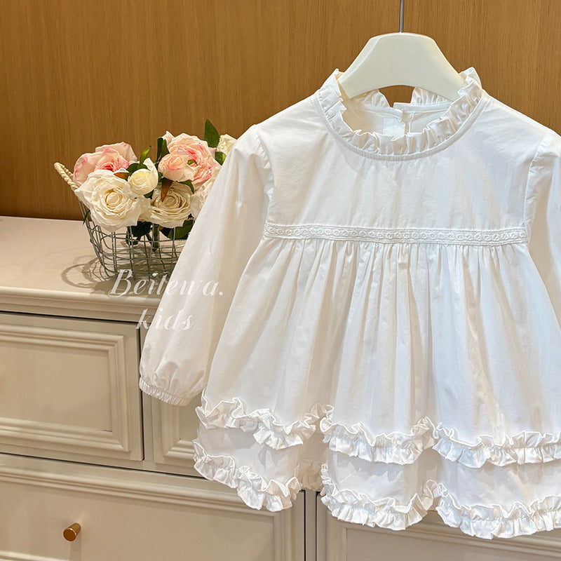 Ruffled Cloud Blouse – Toddler Girls’ White Layered Long Sleeve Top