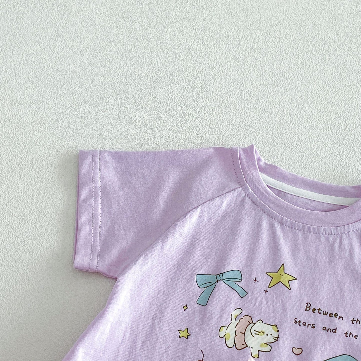 Lavender Tulle Hem Dress – Bow Detail Graphic Dress