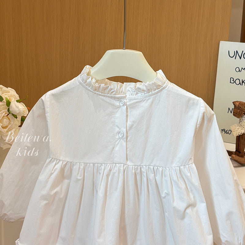 Ruffled Cloud Blouse – Toddler Girls’ White Layered Long Sleeve Top