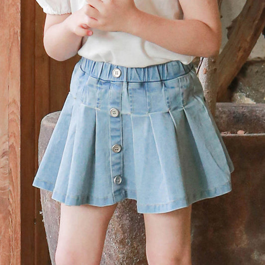 Button-Front Denim Skirt Shorts