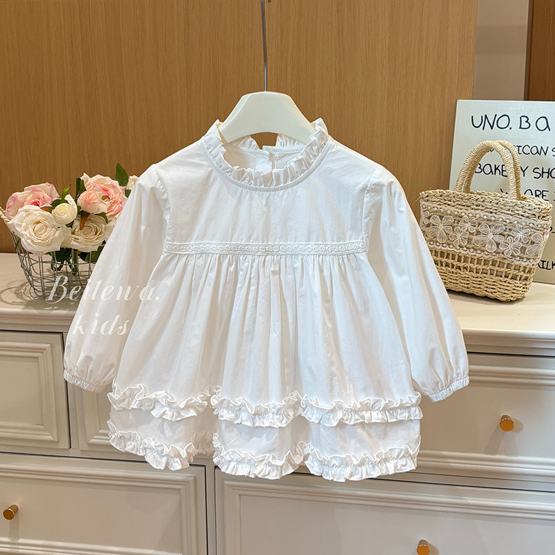 Ruffled Cloud Blouse – Toddler Girls’ White Layered Long Sleeve Top