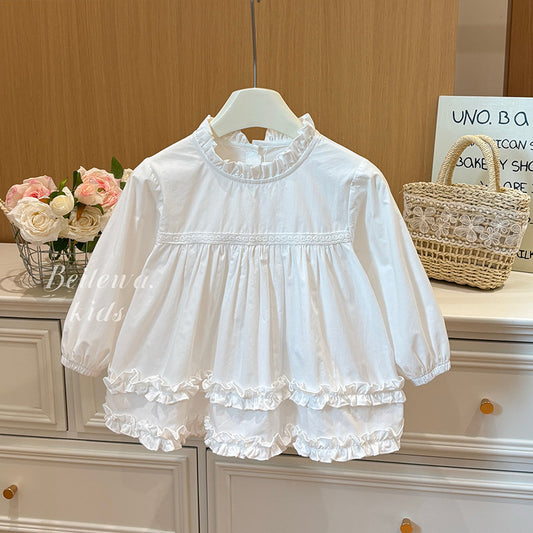 Ruffled Cloud Blouse – Toddler Girls’ White Layered Long Sleeve Top