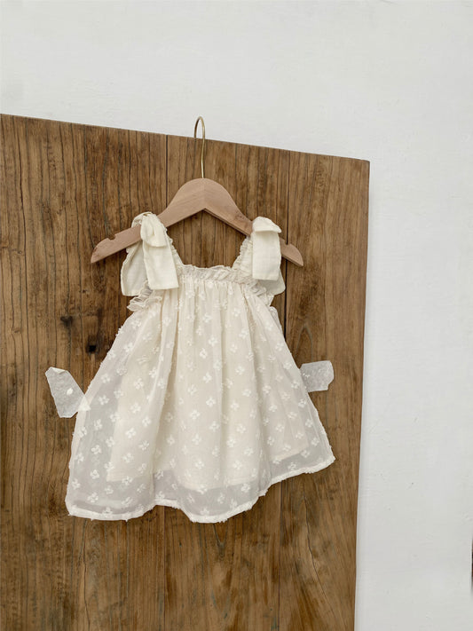 Ivory Floral Tie-Strap Dress