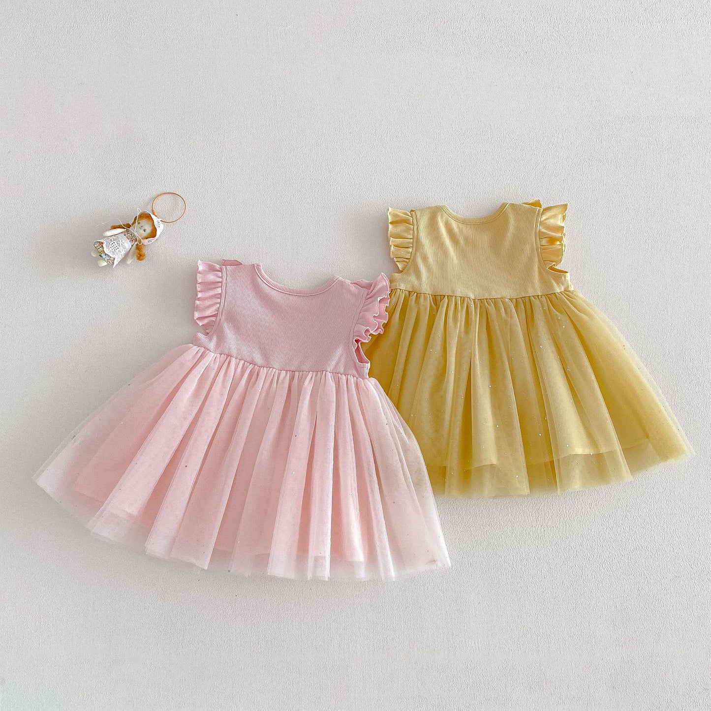 Cherry Tulle Dress – Pink & Butter Yellow