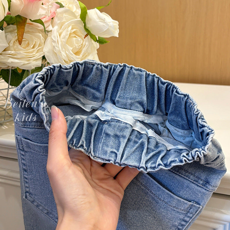 Butterfly Bow Denim Pants – Toddler Girls’ Embroidered Jeans