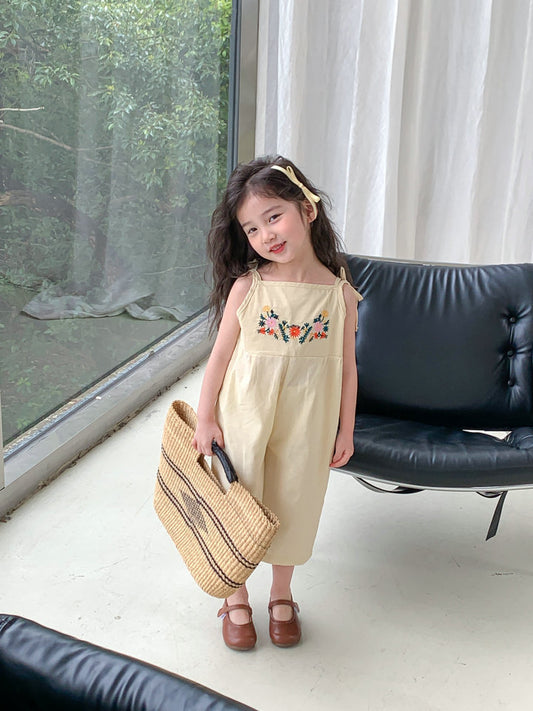 Bloom & Bow Embroidered Jumpsuit – Buttercream