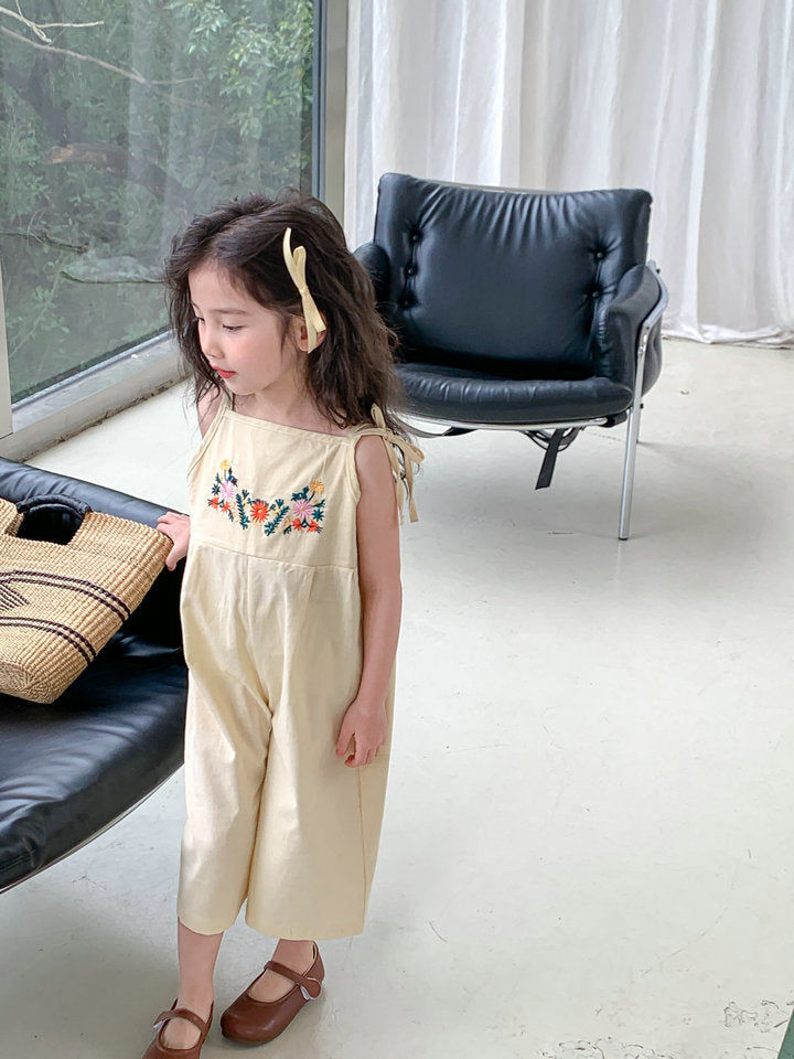 Bloom & Bow Embroidered Jumpsuit – Buttercream
