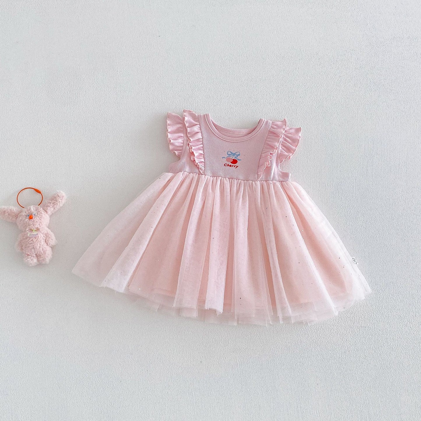 Cherry Tulle Dress – Pink & Butter Yellow