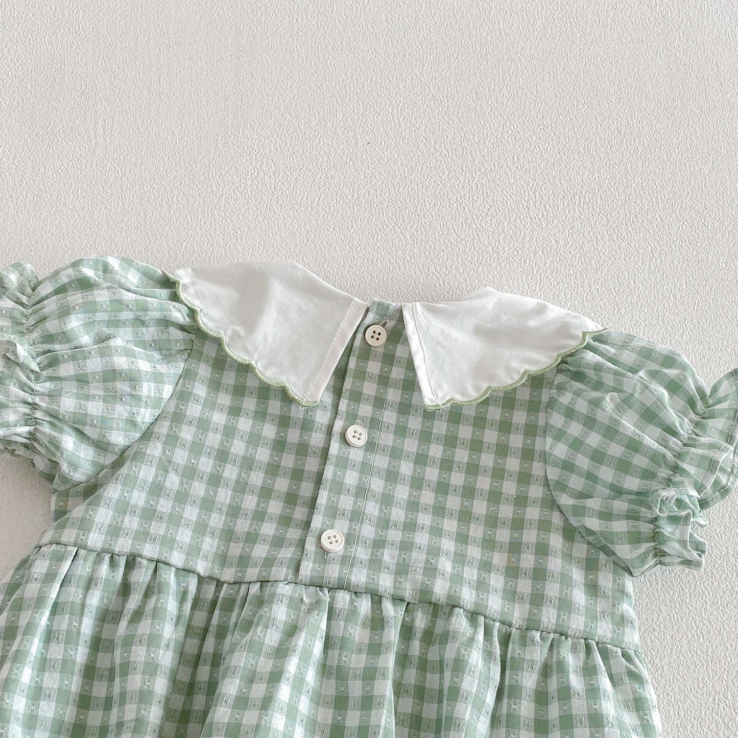 Mint Gingham Floral Collar Dress – Vintage Garden Style