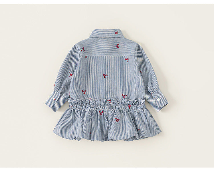 Little Bow Pinstripe Skirt Set