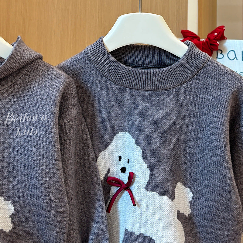 Poodle Knit Sweater – Toddler Girls’ Cozy Pullover