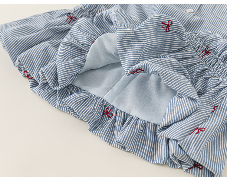 Little Bow Pinstripe Skirt Set