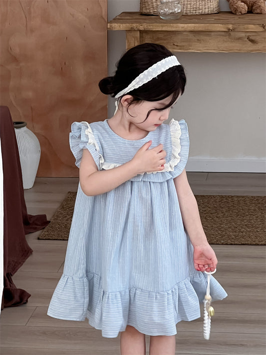 Blue Ruffle Stripe Dress
