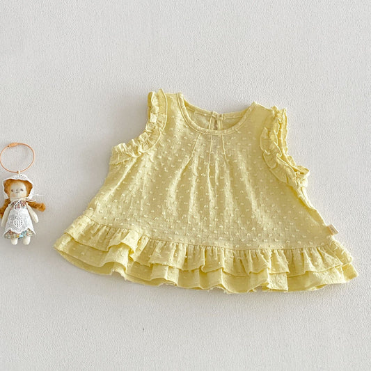 Sunny Days Swiss Dot Ruffle Top