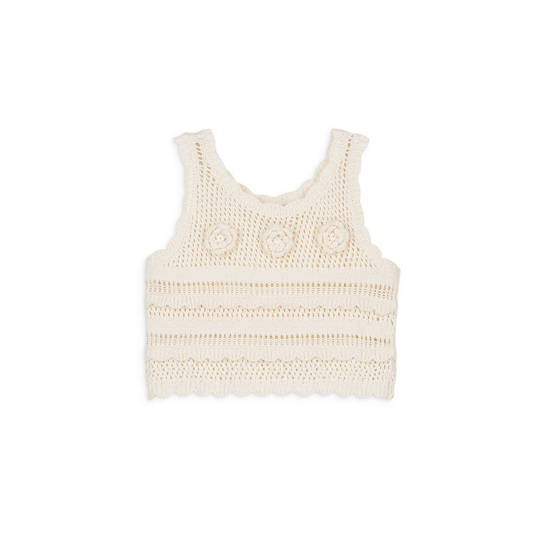 Cream Crochet Knit Top & Shorts Set