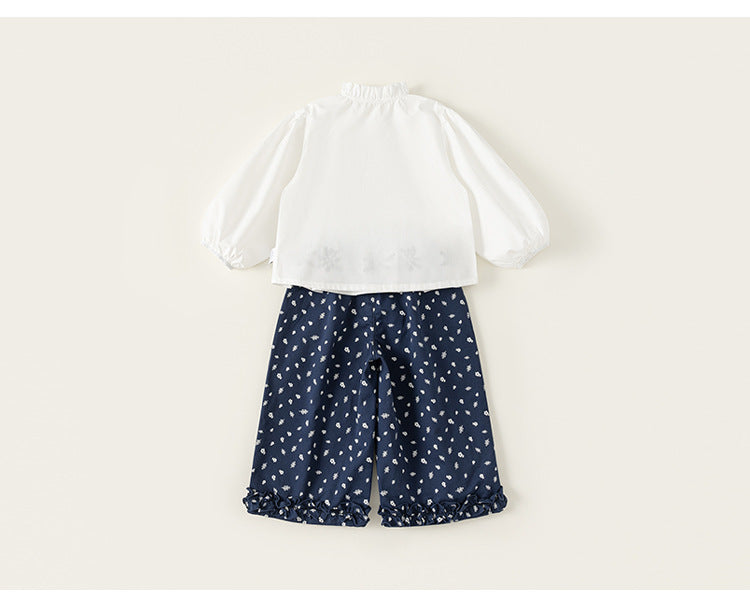 Navy Meadow Blouse & Pants Set