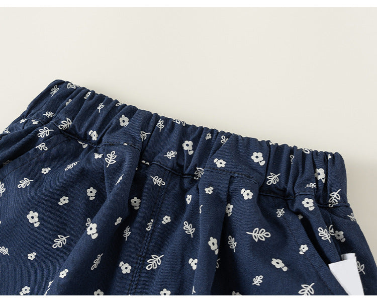 Navy Meadow Blouse & Pants Set