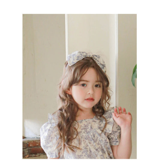 Lavender Toile Fabric Headband Bow
