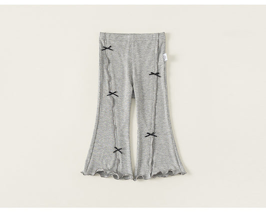 Sweet Bow Ribbed Flare Leggings